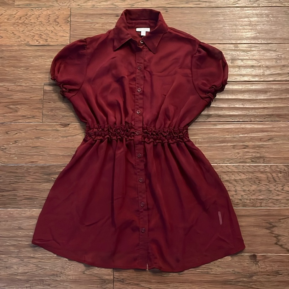 A Pea in The Pod Short Sleeve Button Down Elastic Waistband Shirt Size M